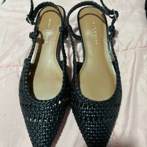 Marc Fisher Black Woven Slingback Flats